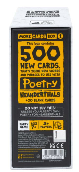 Poetry For Neanderthals: Expansion More Cards Box 1 (By Exploding Kittens)