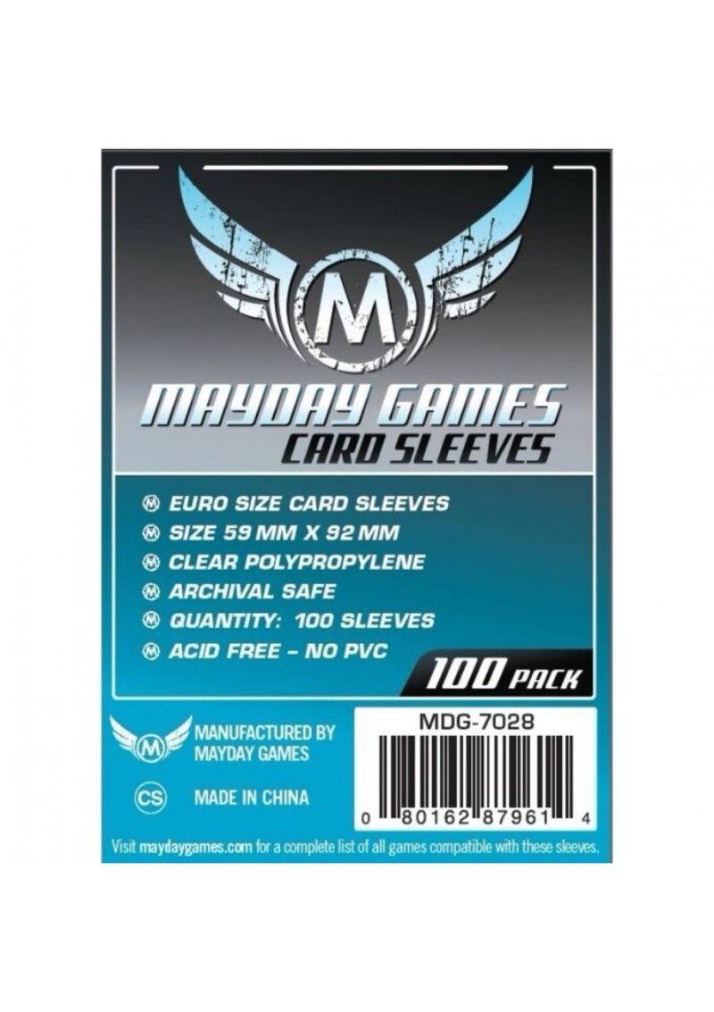 Card Sleeves: Mayday - 100 Light Blue "Euro" (59mm x 92mm)