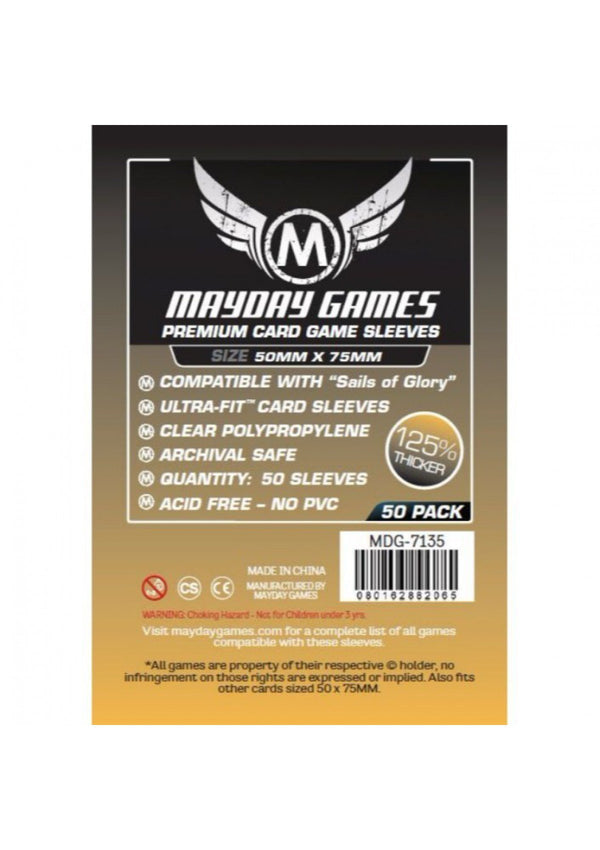 Card Sleeves: Mayday - 50 Premium Light Orange "Sails of Glory" (50mm x 75mm)