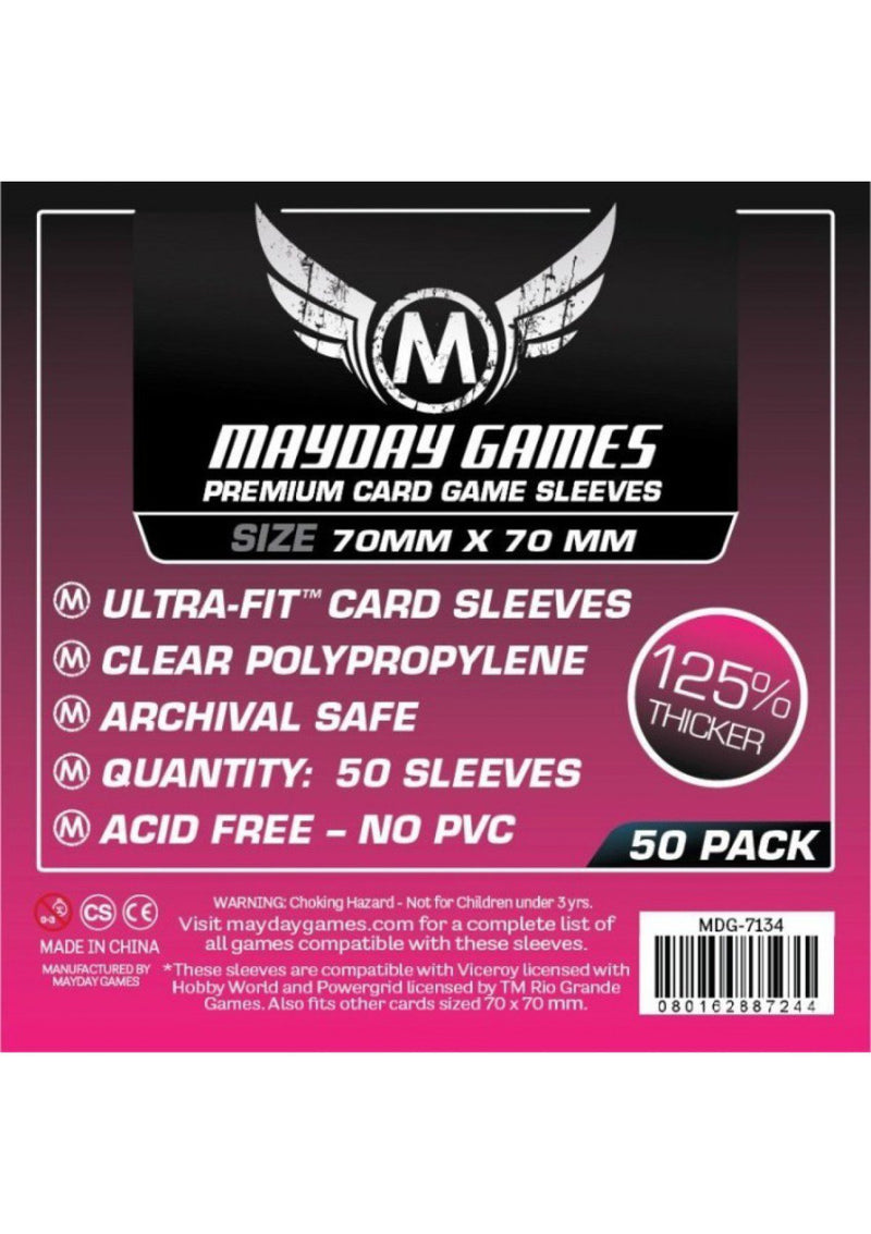 Card Sleeves: Mayday - 50 Premium Pink "Square" Small (70mm x 70mm)
