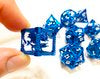 Dice: Luminous Ages Hollow Caged Metal Dragon Dice - Blue with White Numbers