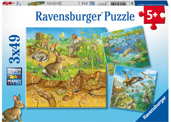 Puzzle: (3 x 49 pc) Animals In Their Habitats