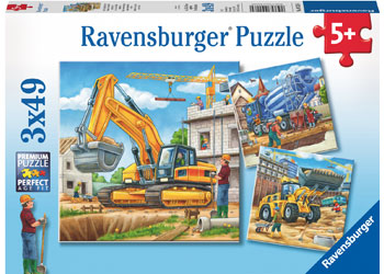 Puzzle: (3 x 49 pc) Large Construction Vehicles